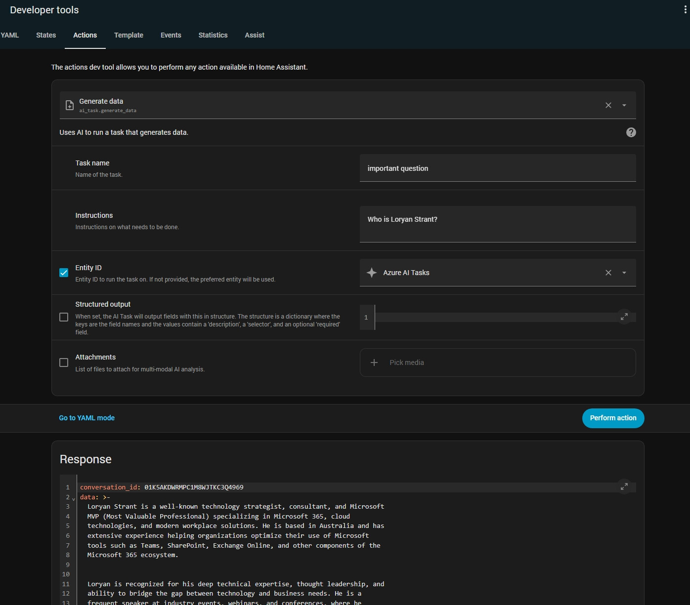 AI Tasks - using Azure OpenAI - Custom Integrations - Home Assistant ...