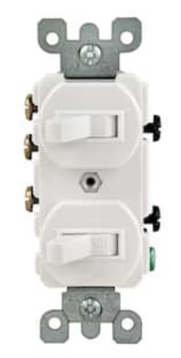 Double wall switch with 2 triggers for 2 separate lights in a single