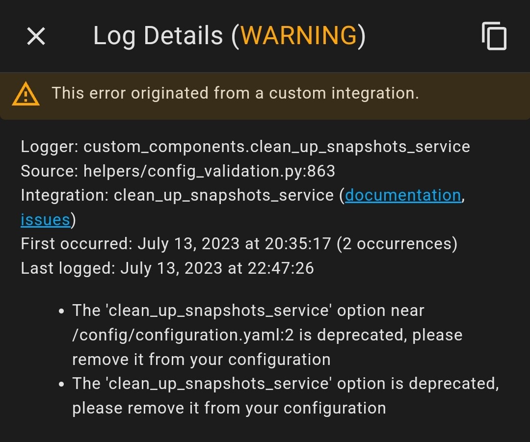 [host] is an invalid option for [clean_up_snapshots_service