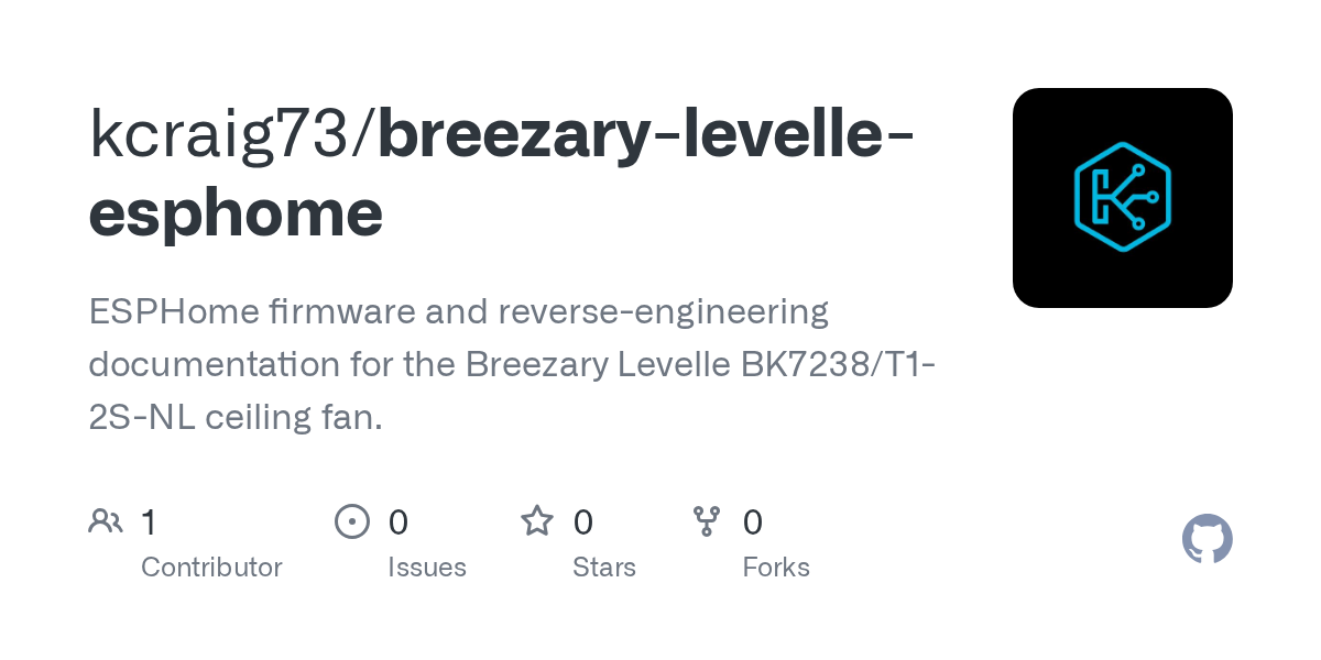Breezary Levelle ceiling fan — fully local ESPHome firmware for BK7238 ...